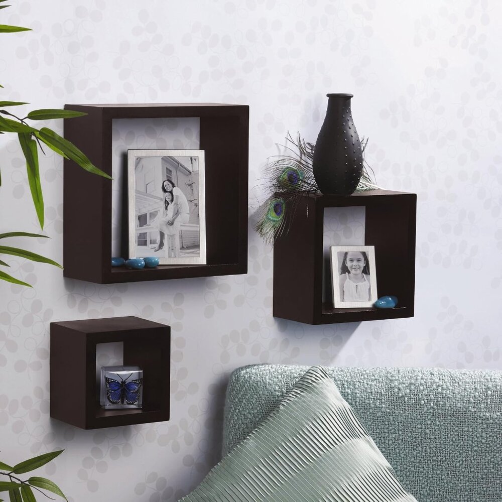 Floating Wall Square Cube Shelves (3) - Picture 3 of 3